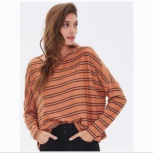 FOREVER 21 | DROP SHOULDER SLOUCHY BOHO STRIPE FUZZY KNIT TOP